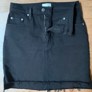 Aritzia Wilfred Free Cut Off Denim Skirt Mini Raw Hem Sz 4 Black